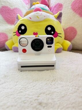 Polaroid Now Instant Camera in White with Rainbow Accent